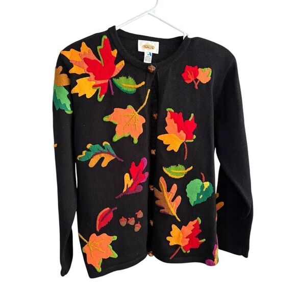 Talbots Sweaters - Colorful Leaf Embroidered Cardigan vintage Talbots women’s small novelty